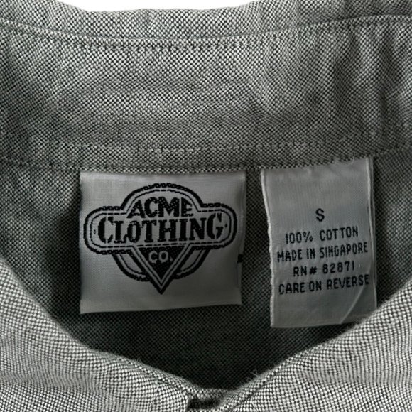ACME CLOTHING CO. Gray Button Down Shirt Men M (S) Looney Tunes 1994 Vintage - Picture 13 of 16